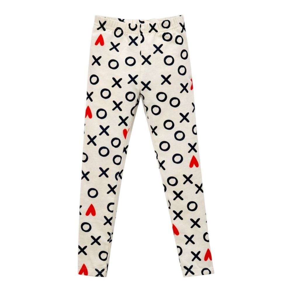 Hanna Andersson Valentine's Day hearts red ecru leggings pants girls size 110 5